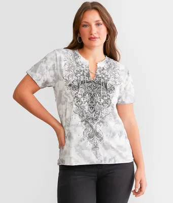 Affliction Newport Road Lace-Up Rhinestone T-Shirt