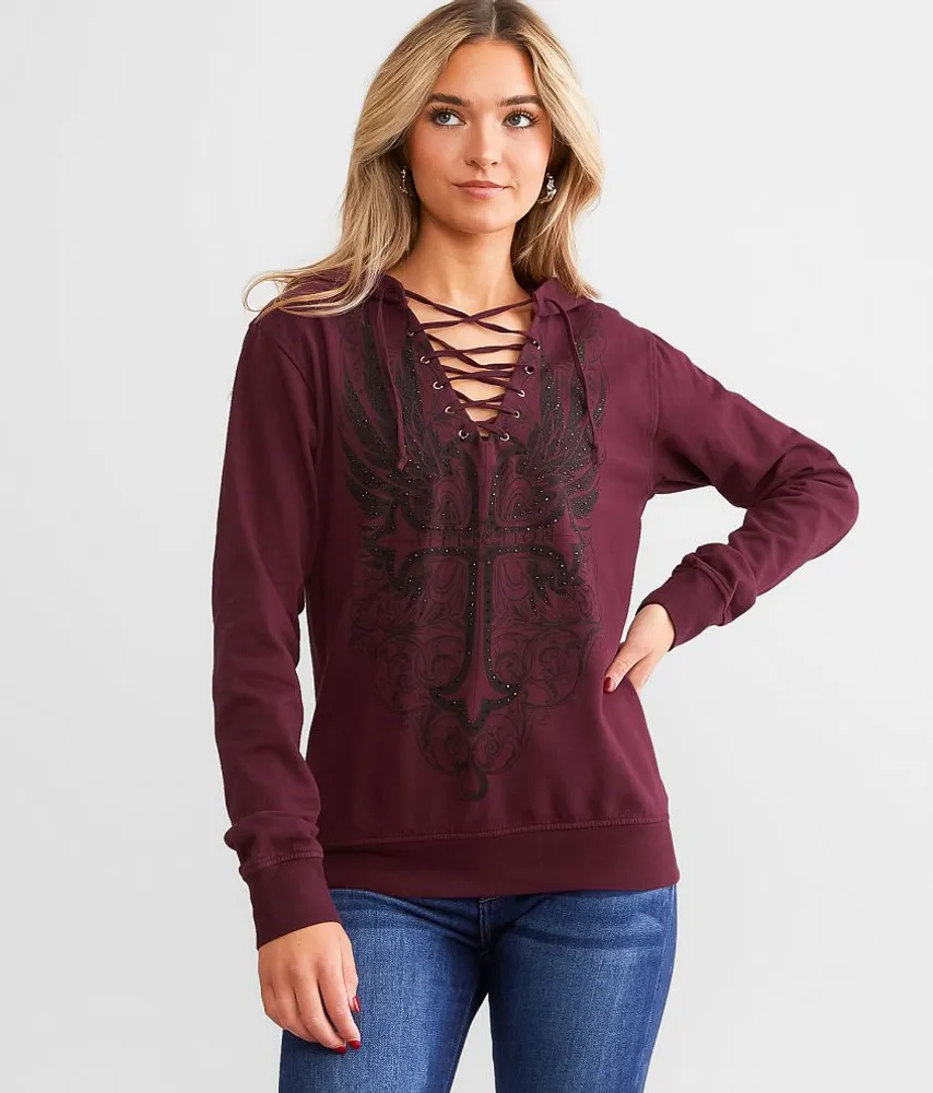 Free Lace-Up Hooded Sweatshirt