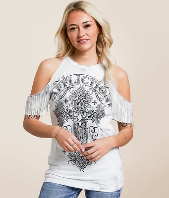 Affliction Versailles Rhinestone Fringe T-Shirt