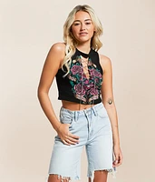 Affliction Sacred Sermon Lace-Up Cropped Tank Top