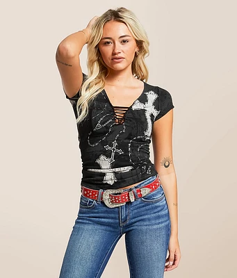 Affliction Rosary Of Life Studded T-Shirt