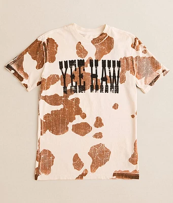 Girls - American Highway Yee Haw Cow Print T-Shirt