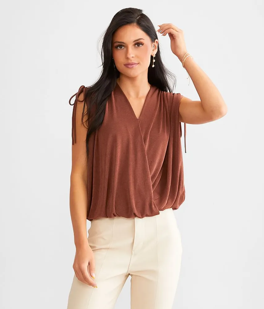 Slinky Sheen Surplice Top
