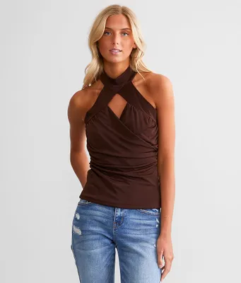 red by BKE Ruched Surplice Tank Top