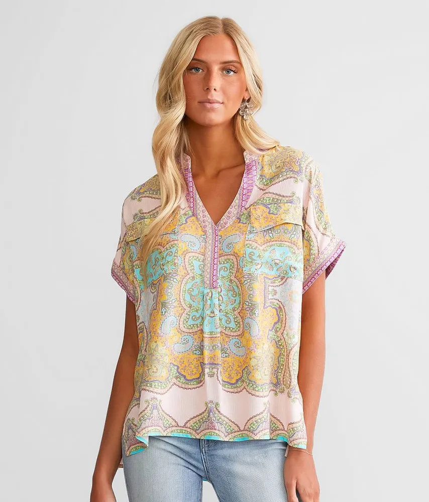 Paisley Notch Neck Top