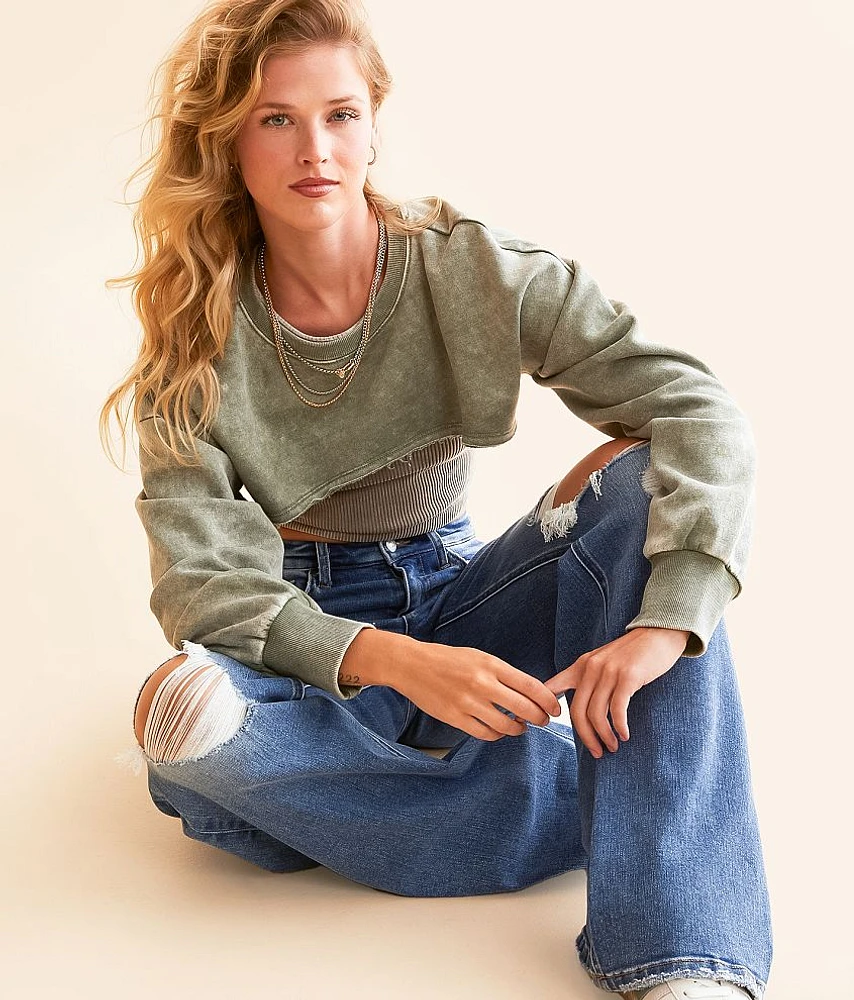 Washed Bolero Pullover