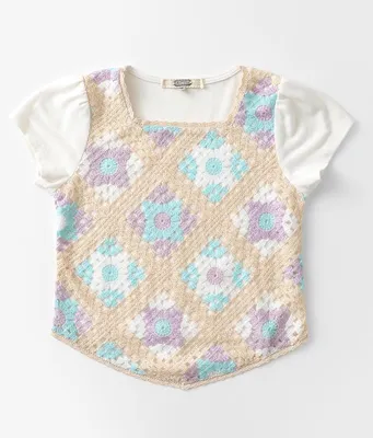 Girls - Gimmicks Girl Granny Square Overlay T-Shirt