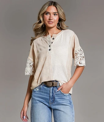 BKE Pieced Crochet Henley