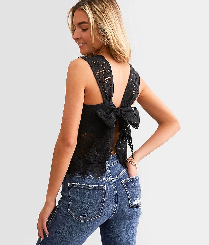 Open Back Tie Lace Tank Top