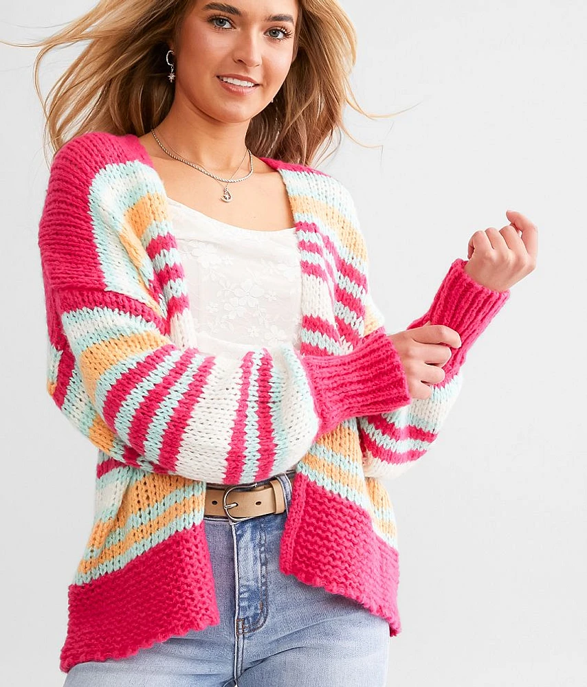 Slouchy Striped Cardigan Sweater