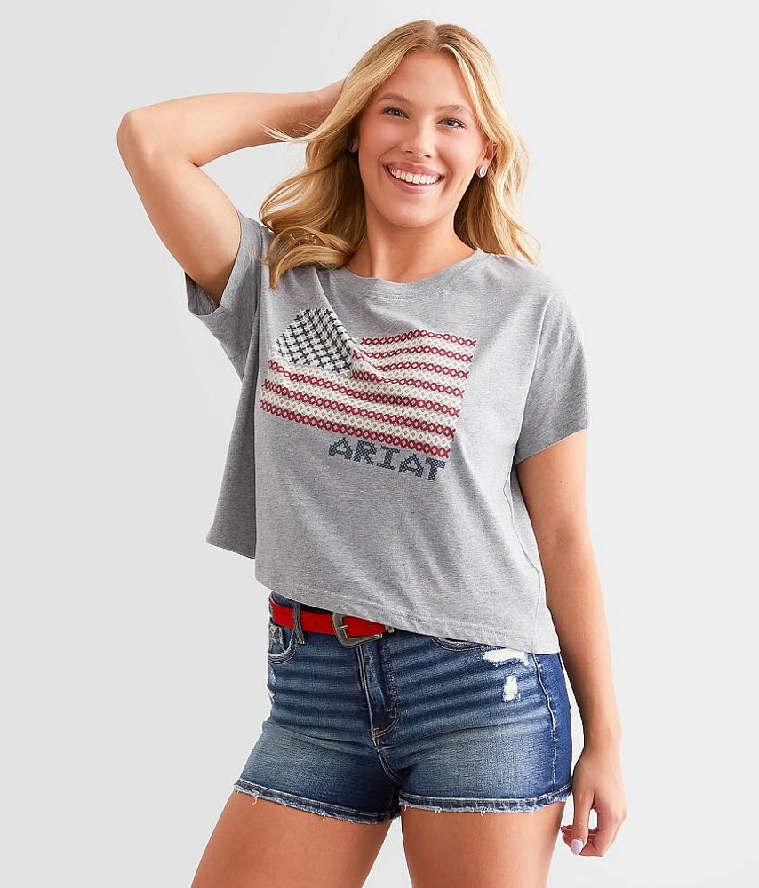 Homespun Flag Cropped T-Shirt