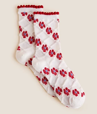 BKE Floral Ruffle Socks