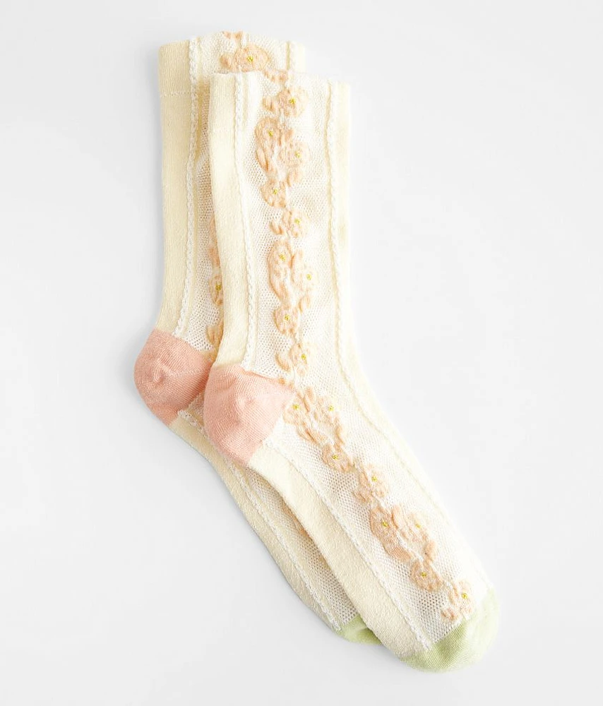 Metallic Floral Socks
