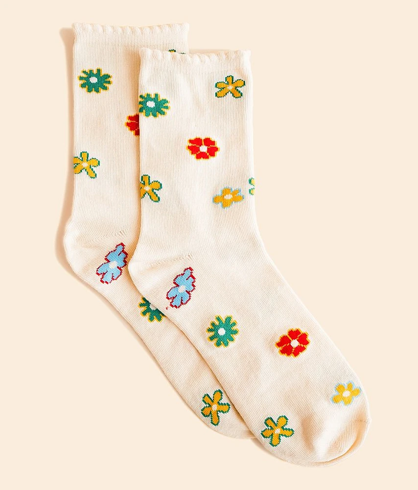 Floral Ruffle Boot Socks