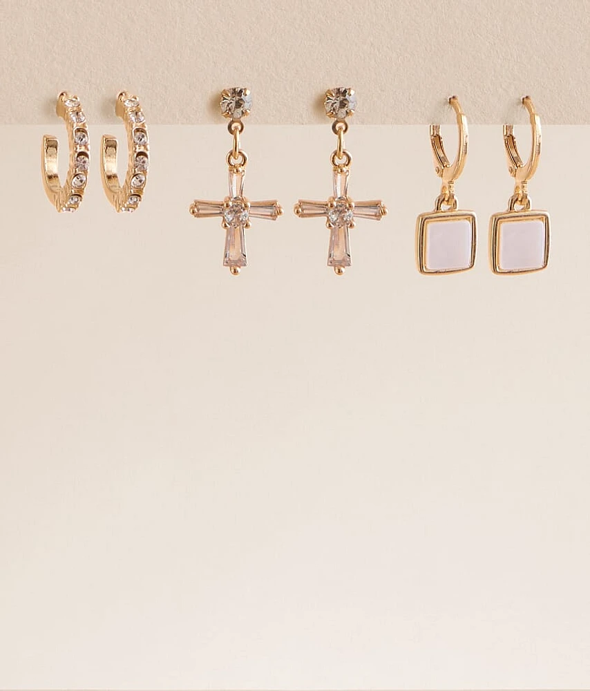 boutique by BKE 3 Pack Glitz Earring Set