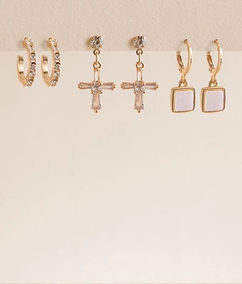 boutique by BKE 3 Pack Glitz Earring Set