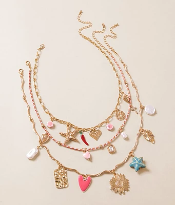 boutique by BKE 3 Pack Beach Charm Necklace Set