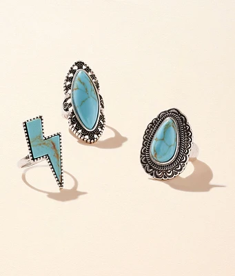 Sterling & Stitch 3 Pack Western Ring Set