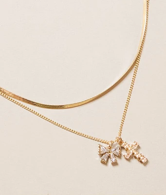 boutique by BKE 2 Pack Glitz Charm Necklace Set