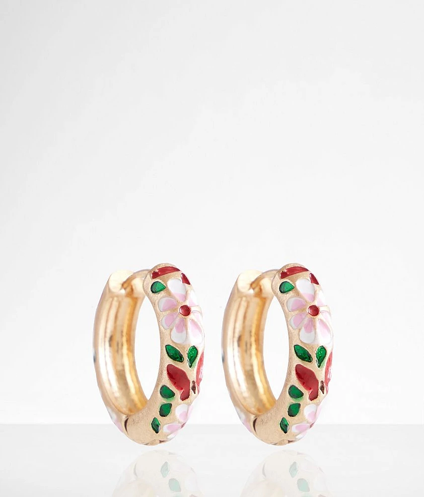 Floral Hoop Earring