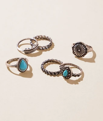 boutique by BKE 6 Pack Turquoise Ring Set