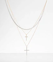 boutique by BKE Tiered Double Cross Necklace