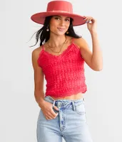 Willow & Root Ruffle Eyelash Lace Cropped Tank Top