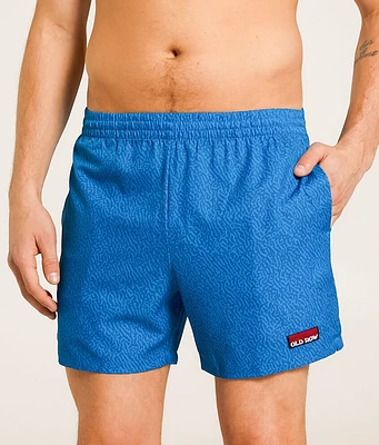 Old Row Tonal Print Stretch Swim Trunks