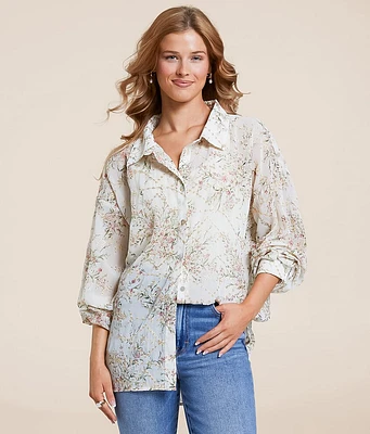 Daytrip Floral Embroidered Chiffon Blouse