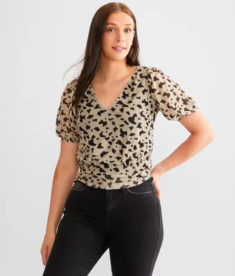 Daytrip Animal Print Mesh Top