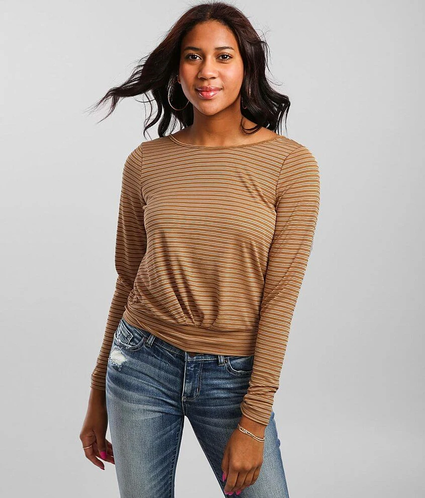 Striped V-Back Cut-Out Top