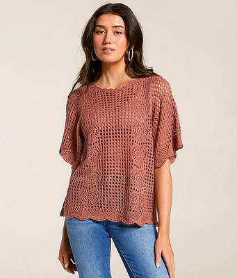 Daytrip Scalloped Crochet Sweater