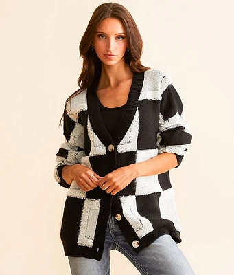 Bi Checkered Cardigan Sweater