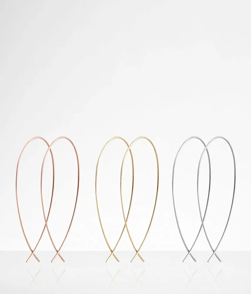 3 Pack Oblong Hoop Earring Set