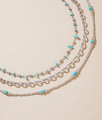 Sterling & Stitch 3 Pack Western Turquoise Necklace Set