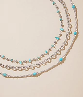 Sterling & Stitch 3 Pack Western Turquoise Necklace Set