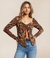 Willow & Root Cheetah Split Front Top