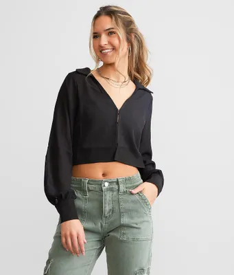 Blue Blush Cropped Sheer Top
