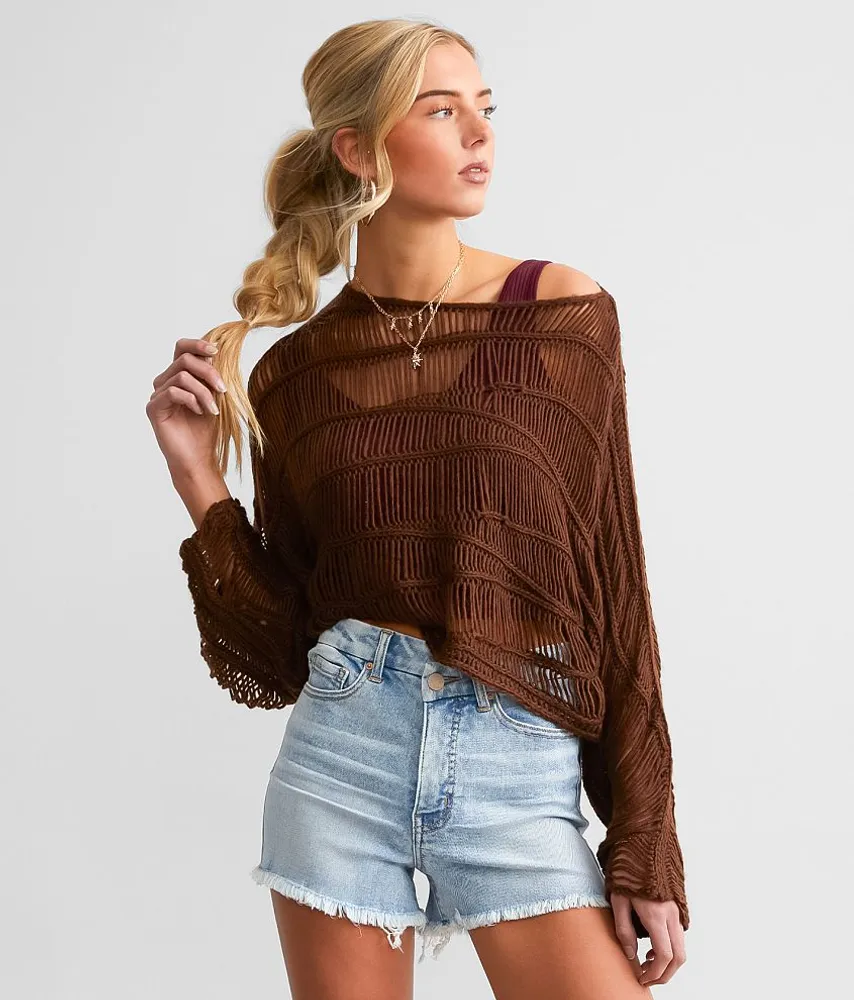 Wavy Stitch Cropped Sweater