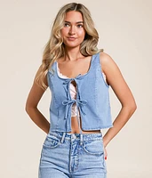 Willow & Root Denim Front Tie Cropped Tank Top