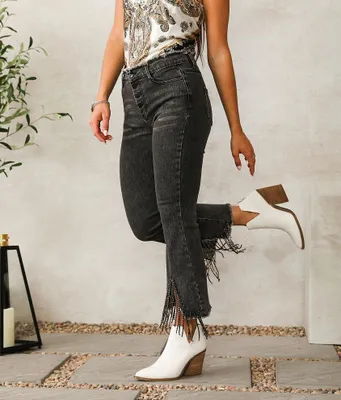 Blue B Rhinestone High Rise Cropped Flare Stretch Jean