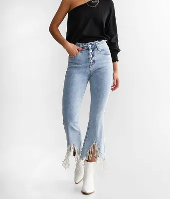 Blue B Rhinestone High Rise Cropped Flare Jean