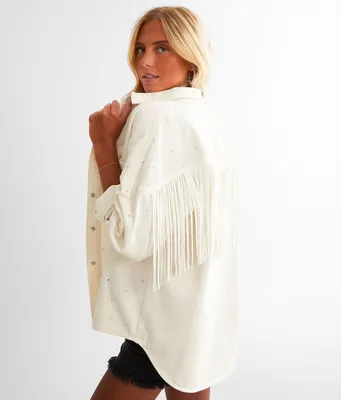Rhinestone Fringe Denim Jacket