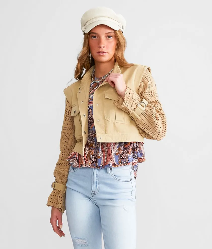 Cropped Twill Shacket