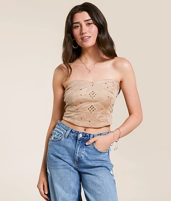 Blue B Studded Faux Suede Tube Top