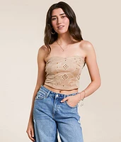 Blue B Studded Faux Suede Tube Top
