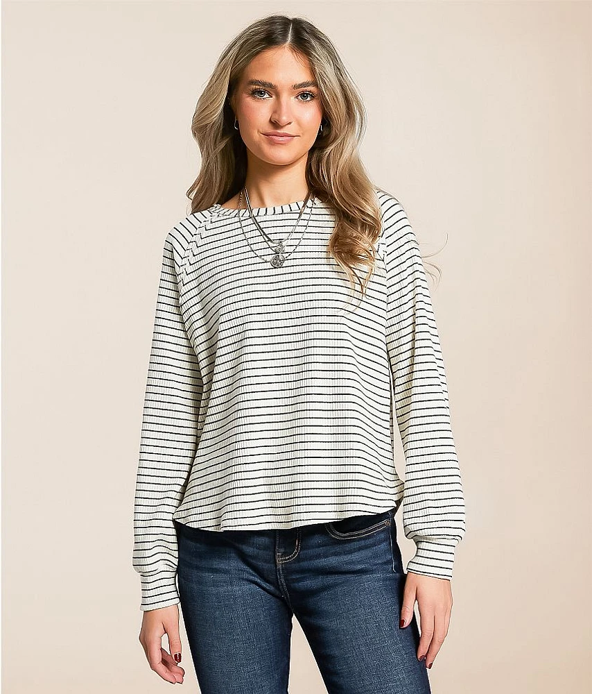 Raw Edge Ribbed Top