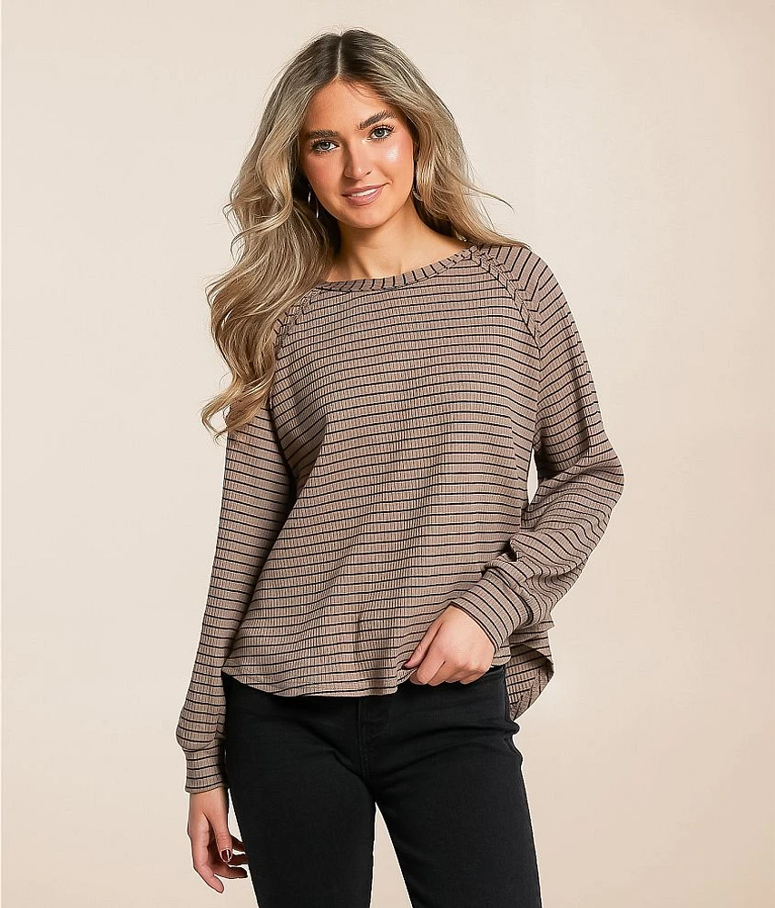 Blu Pepper Raw Edge Ribbed Top