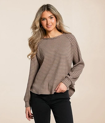 Blu Pepper Raw Edge Ribbed Top