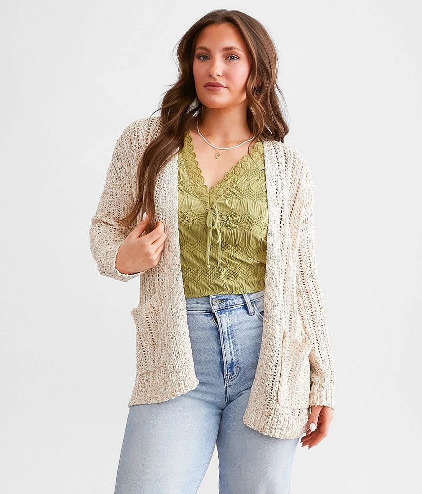 Open Stitch Cardigan Sweater